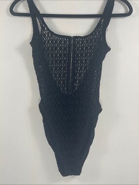 Black Crochet One-Piece Swimsuit